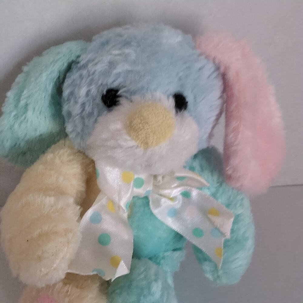 First & Main Nubby Baby Plush Pastel Patchwork Puppy Dog Bunny Lovey Rattle 2163